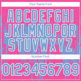 Custom Pink Light Blue-White 3D Pattern Design Dripping Splatter Paint Authentic Baseball Jersey
