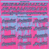 Custom Pink Light Blue-Black 3D Pattern Design Dripping Splatter Paint Authentic Baseball Jersey