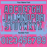 Custom Pink Light Blue-Black 3D Pattern Design Dripping Splatter Paint Authentic Baseball Jersey