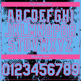 Custom Black Sky Blue-Pink 3D Pattern Design Abstract Splatter Grunge Paint Authentic Baseball Jersey