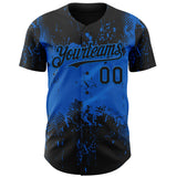 Custom Black Blue 3D Pattern Design Abstract Splatter Grunge Paint Authentic Baseball Jersey