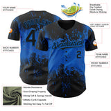 Custom Black Blue 3D Pattern Design Abstract Splatter Grunge Paint Authentic Baseball Jersey