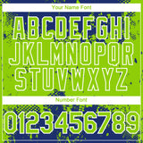 Custom Royal Neon Green-White 3D Pattern Design Abstract Splatter Grunge Paint Authentic Baseball Jersey