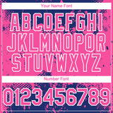 Custom Royal Pink-White 3D Pattern Design Abstract Splatter Grunge Paint Authentic Baseball Jersey