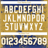 Custom Royal White-Old Gold 3D Pattern Design Abstract Splatter Grunge Paint Authentic Baseball Jersey