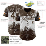 Custom Brown White 3D Pattern Design Abstract Splatter Grunge Paint Authentic Baseball Jersey