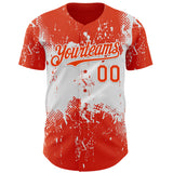 Custom Orange White 3D Pattern Design Abstract Splatter Grunge Paint Authentic Baseball Jersey