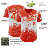 Custom Orange White 3D Pattern Design Abstract Splatter Grunge Paint Authentic Baseball Jersey