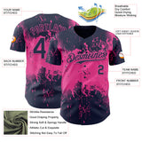 Custom Navy Pink 3D Pattern Design Abstract Splatter Grunge Paint Authentic Baseball Jersey