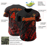 Custom Black Red-Old Gold 3D Pattern Design Paint Stroke Grunge Streak Authentic Baseball Jersey