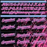 Custom Black Pink-Light Blue 3D Pattern Design Paint Stroke Grunge Streak Authentic Baseball Jersey