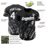 Custom Black White-Gray 3D Pattern Design Paint Stroke Grunge Streak Authentic Baseball Jersey
