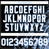 Custom Black White-Light Blue 3D Pattern Design Paint Stroke Grunge Streak Authentic Baseball Jersey