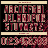 Custom Black Crimson-Cream 3D Pattern Design Paint Stroke Grunge Streak Authentic Baseball Jersey