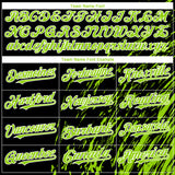Custom Black Neon Green-White 3D Pattern Design Paint Stroke Grunge Streak Authentic Baseball Jersey