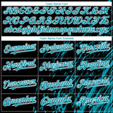 Custom Black Teal-White 3D Pattern Design Paint Stroke Grunge Streak Authentic Baseball Jersey