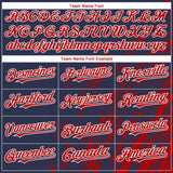 Custom Navy Red-White 3D Pattern Design Paint Stroke Grunge Streak Authentic Baseball Jersey