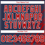 Custom Navy Red-White 3D Pattern Design Paint Stroke Grunge Streak Authentic Baseball Jersey