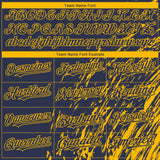 Custom Navy Gold 3D Pattern Design Paint Stroke Grunge Streak Authentic Baseball Jersey