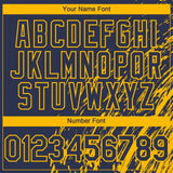 Custom Navy Gold 3D Pattern Design Paint Stroke Grunge Streak Authentic Baseball Jersey