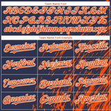 Custom Navy Orange-White 3D Pattern Design Paint Stroke Grunge Streak Authentic Baseball Jersey