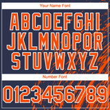 Custom Navy Orange-White 3D Pattern Design Paint Stroke Grunge Streak Authentic Baseball Jersey