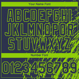 Custom Navy Neon Green 3D Pattern Design Paint Stroke Grunge Streak Authentic Baseball Jersey