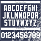 Custom Navy White-Gray 3D Pattern Design Paint Stroke Grunge Streak Authentic Baseball Jersey