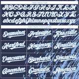 Custom Navy White-Light Blue 3D Pattern Design Paint Stroke Grunge Streak Authentic Baseball Jersey