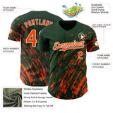 Custom Green Orange-White 3D Pattern Design Paint Stroke Grunge Streak Authentic Baseball Jersey