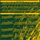 Custom Green Gold 3D Pattern Design Paint Stroke Grunge Streak Authentic Baseball Jersey