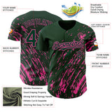 Custom Green Pink 3D Pattern Design Paint Stroke Grunge Streak Authentic Baseball Jersey