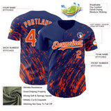 Custom Royal Orange-White 3D Pattern Design Paint Stroke Grunge Streak Authentic Baseball Jersey