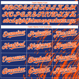 Custom Royal Orange-White 3D Pattern Design Paint Stroke Grunge Streak Authentic Baseball Jersey