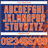Custom Royal Orange-White 3D Pattern Design Paint Stroke Grunge Streak Authentic Baseball Jersey