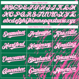 Custom Kelly Green White-Pink 3D Pattern Design Paint Stroke Grunge Streak Authentic Baseball Jersey