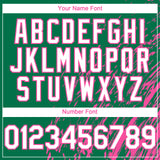 Custom Kelly Green White-Pink 3D Pattern Design Paint Stroke Grunge Streak Authentic Baseball Jersey