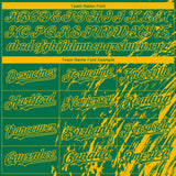 Custom Kelly Green Gold 3D Pattern Design Paint Stroke Grunge Streak Authentic Baseball Jersey