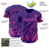 Custom Purple Pink 3D Pattern Design Paint Stroke Grunge Streak Authentic Baseball Jersey