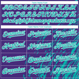 Custom Purple Aqua-White 3D Pattern Design Paint Stroke Grunge Streak Authentic Baseball Jersey