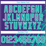 Custom Purple Aqua-White 3D Pattern Design Paint Stroke Grunge Streak Authentic Baseball Jersey