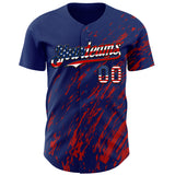 Custom Royal USA Flag Red-Black 3D Pattern Design Paint Stroke Grunge Streak Authentic Baseball Jersey