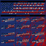 Custom Royal USA Flag Red-Black 3D Pattern Design Paint Stroke Grunge Streak Authentic Baseball Jersey
