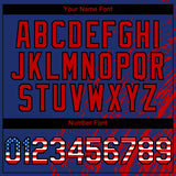 Custom Royal USA Flag Red-Black 3D Pattern Design Paint Stroke Grunge Streak Authentic Baseball Jersey