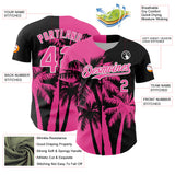 Custom Black Pink-White 3D Pattern Design Hawaii Palm Trees Tropical Coconut Authentic Baseball Jersey