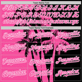 Custom Black Pink-White 3D Pattern Design Hawaii Palm Trees Tropical Coconut Authentic Baseball Jersey