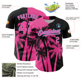 Custom Black Pink-Light Blue 3D Pattern Design Hawaii Palm Trees Tropical Coconut Authentic Baseball Jersey