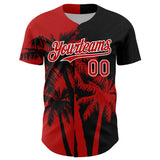 Custom Black Red-White 3D Pattern Design Hawaii Palm Trees Tropical Coconut Authentic Baseball Jersey