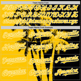 Custom Black Yellow-White 3D Pattern Design Hawaii Palm Trees Tropical Coconut Authentic Baseball Jersey