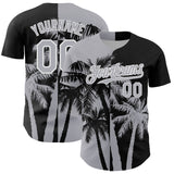 Custom Black Gray-White 3D Pattern Design Hawaii Palm Trees Tropical Coconut Authentic Baseball Jersey